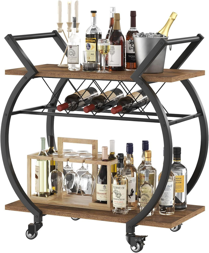 Drinks Trolley on Wheels Bar Cart with Wine