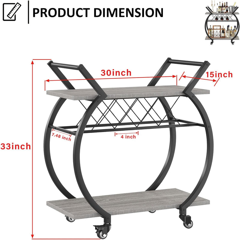 Drinks Trolley on Wheels Bar Cart with Wine