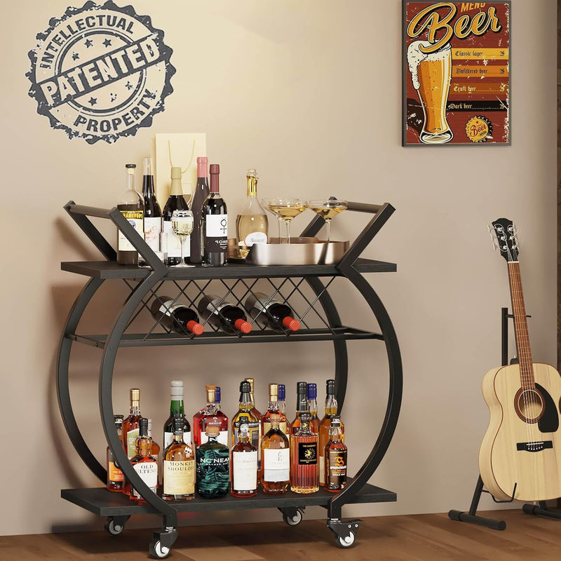 Drinks Trolley on Wheels Bar Cart with Wine