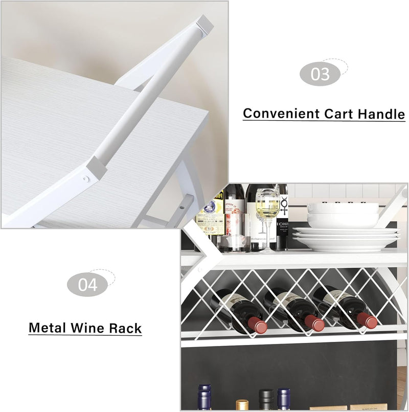 Drinks Trolley on Wheels Bar Cart with Wine