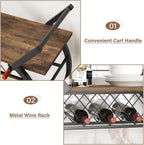 Drinks Trolley on Wheels Bar Cart with Wine