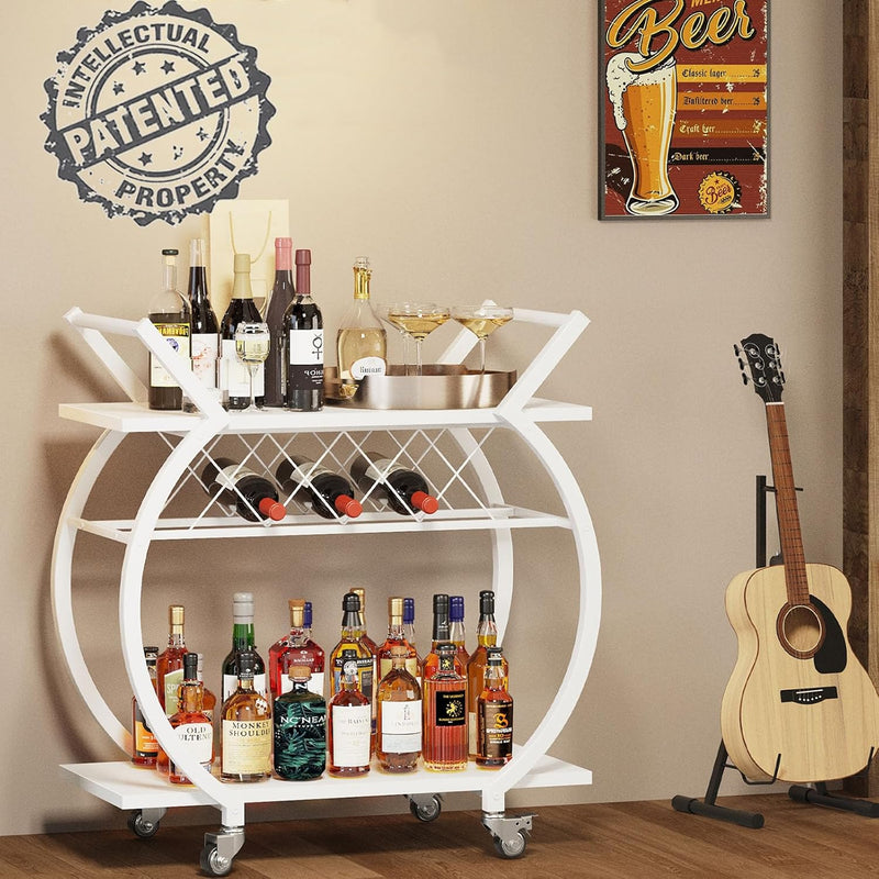 Drinks Trolley on Wheels Bar Cart with Wine