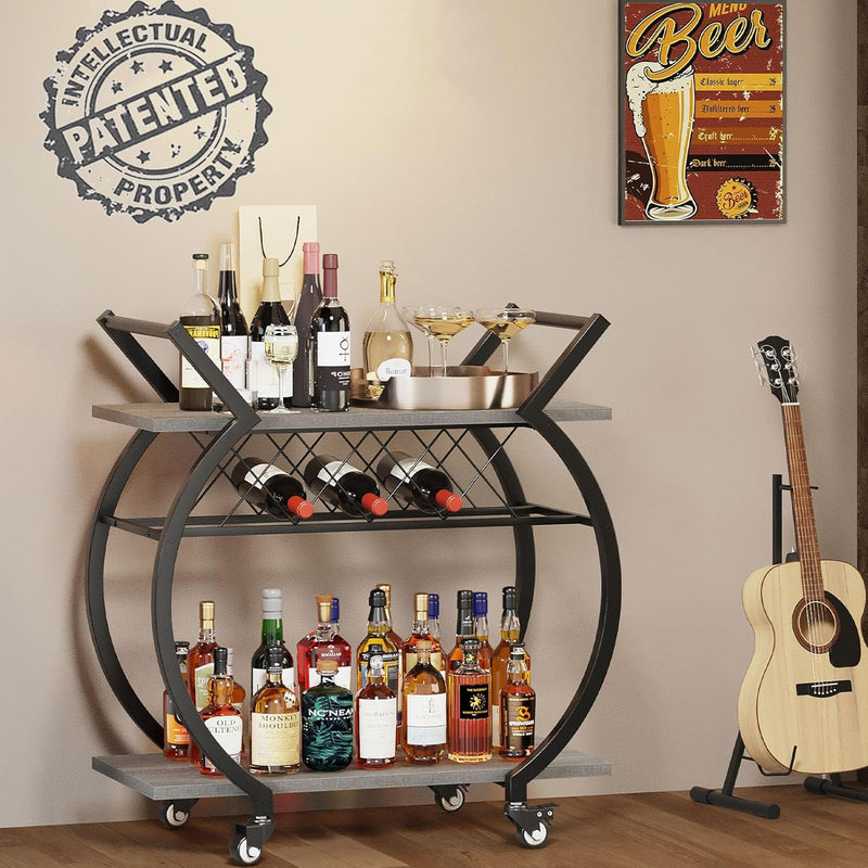 Drinks Trolley on Wheels Bar Cart with Wine
