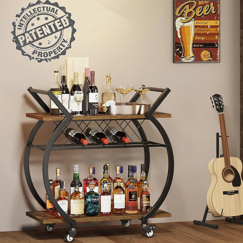 Drinks Trolley on Wheels Bar Cart with Wine