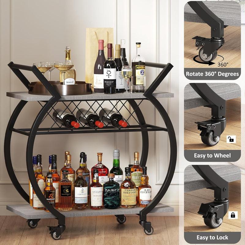Drinks Trolley on Wheels Bar Cart with Wine