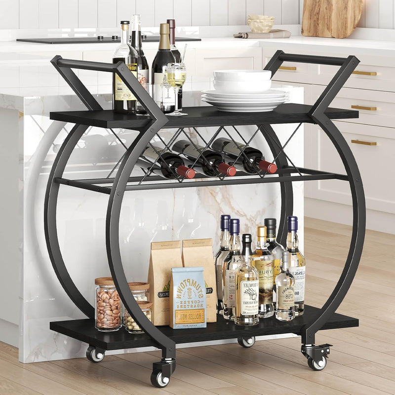 Drinks Trolley on Wheels Bar Cart with Wine