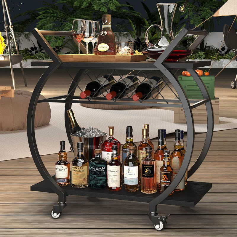 Drinks Trolley on Wheels Bar Cart with Wine