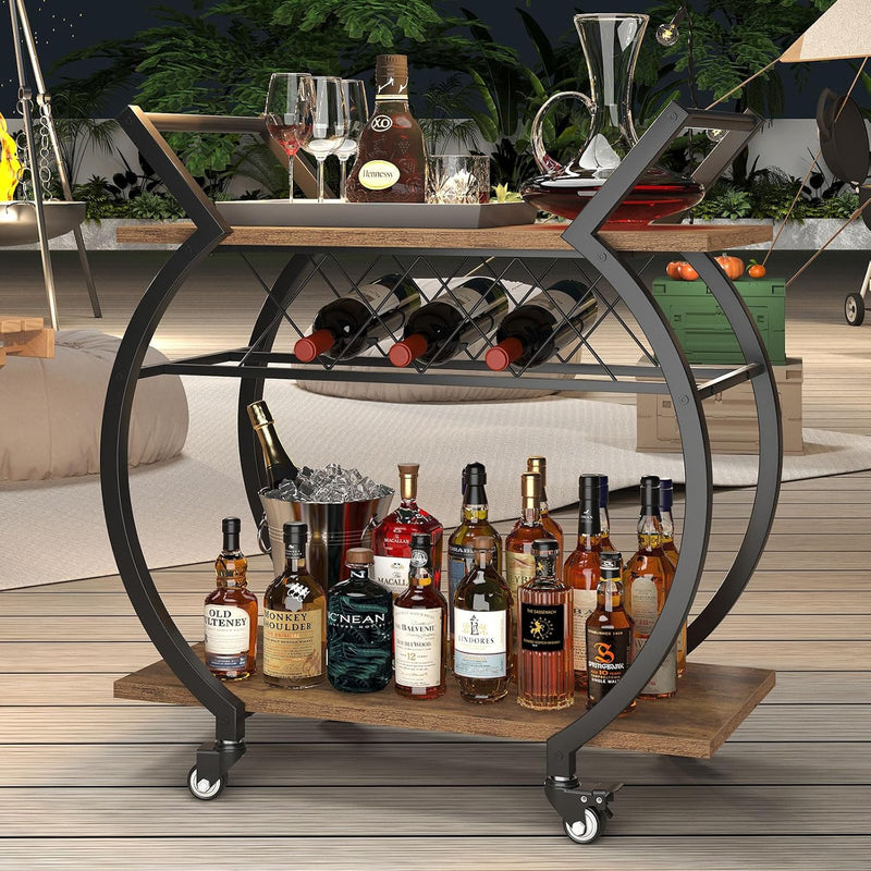 Drinks Trolley on Wheels Bar Cart with Wine
