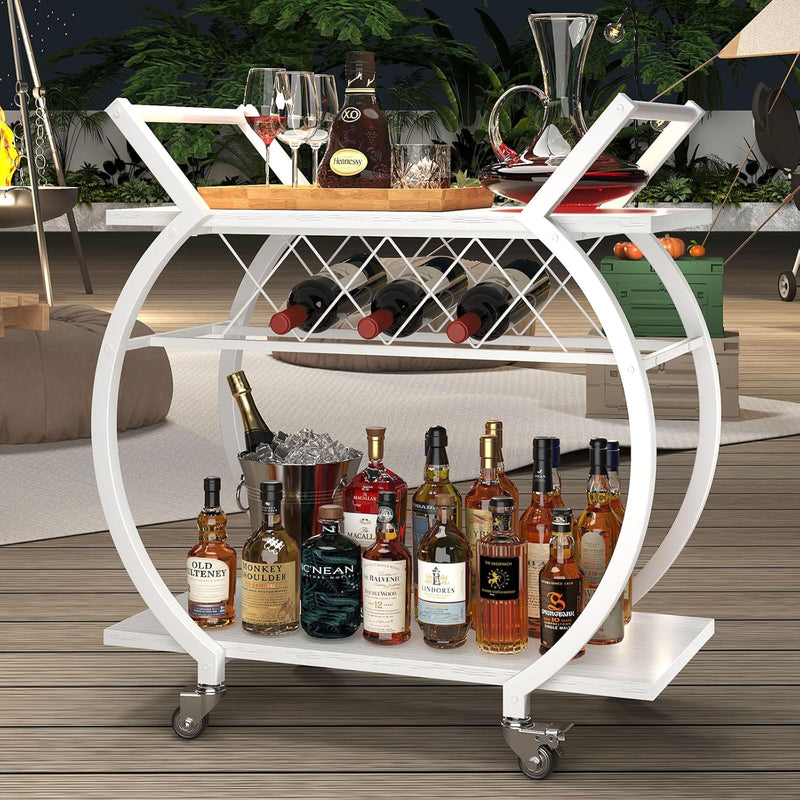 Drinks Trolley on Wheels Bar Cart with Wine