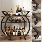 Drinks Trolley on Wheels Bar Cart with Wine