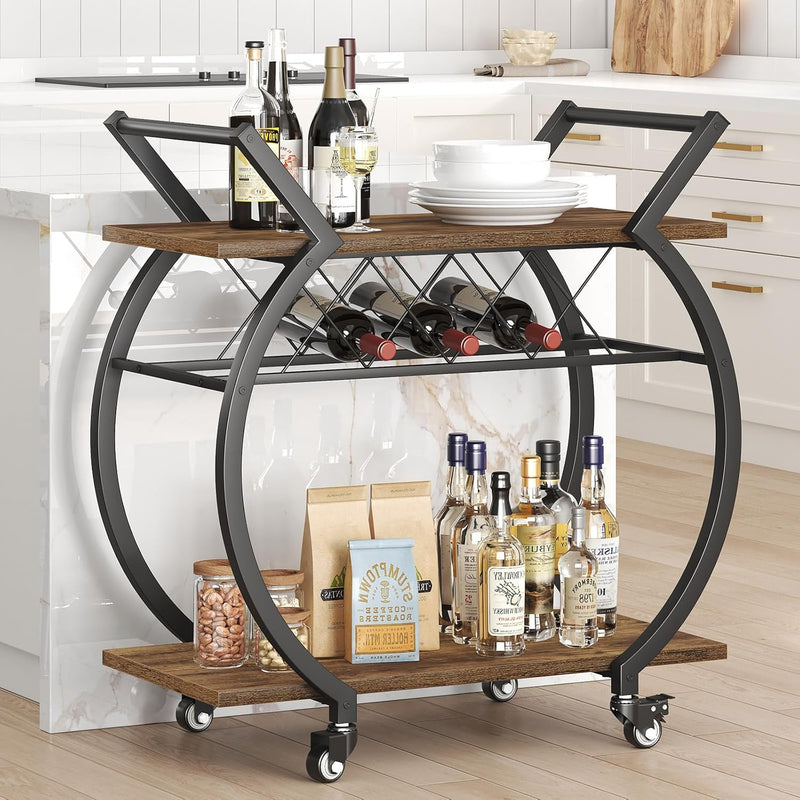 Drinks Trolley on Wheels Bar Cart with Wine