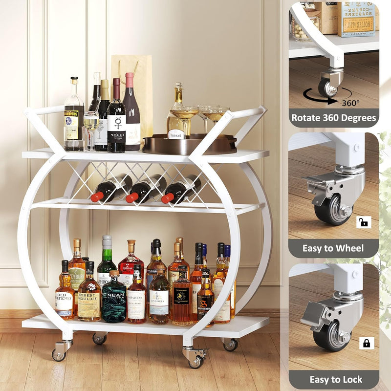 Drinks Trolley on Wheels Bar Cart with Wine