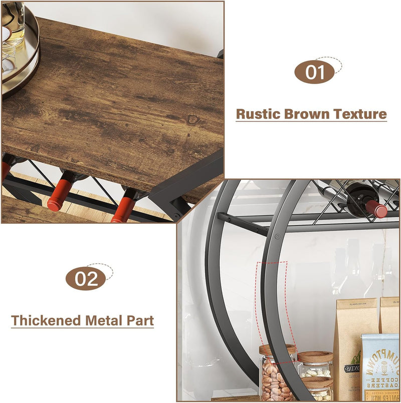 Drinks Trolley on Wheels Bar Cart with Wine