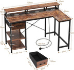 Dripex L Shaped Desk with Power Outlet Corner