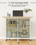 Drop Leaf Table with 2‑tier Shelf and Wheels