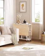Drop Leaf Table with 2‑tier Shelf and Wheels