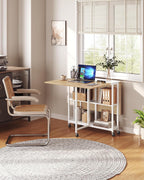 Drop Leaf Table with 2‑tier Shelf and Wheels