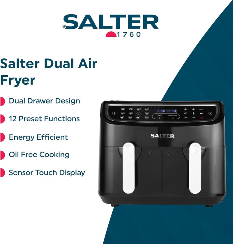 Dual Air Fryer Double Drawer 2 Xl Non-Stick