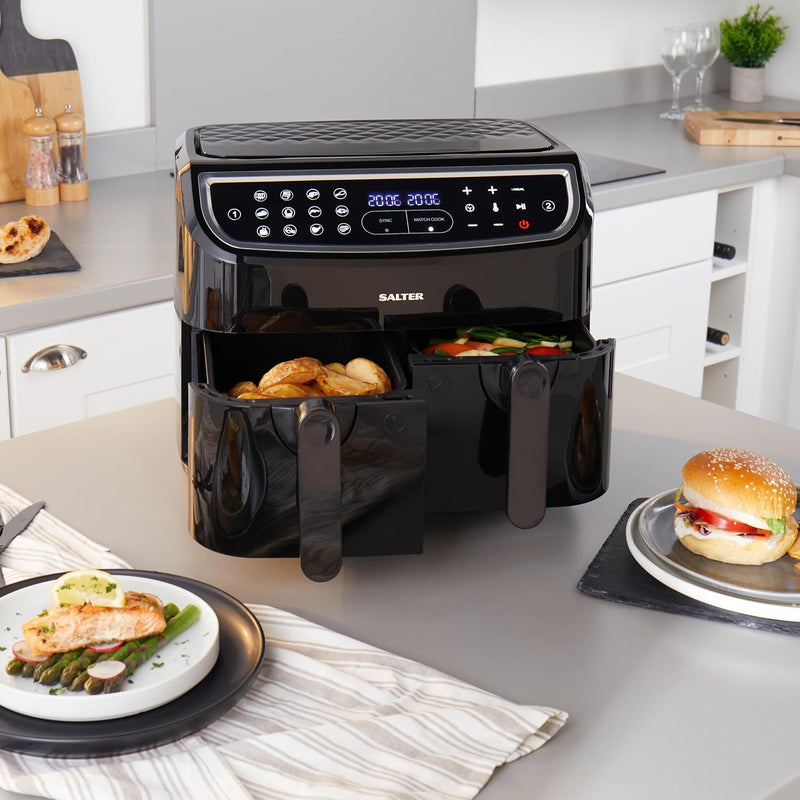 Dual Air Fryer Double Drawer 2 Xl Non-Stick