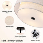 Dual Drum 3-Light Semi Flush Mount Ceiling Light