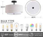 Dual Drum 3-Light Semi Flush Mount Ceiling Light