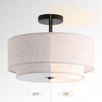 Dual Drum 3-Light Semi Flush Mount Ceiling Light