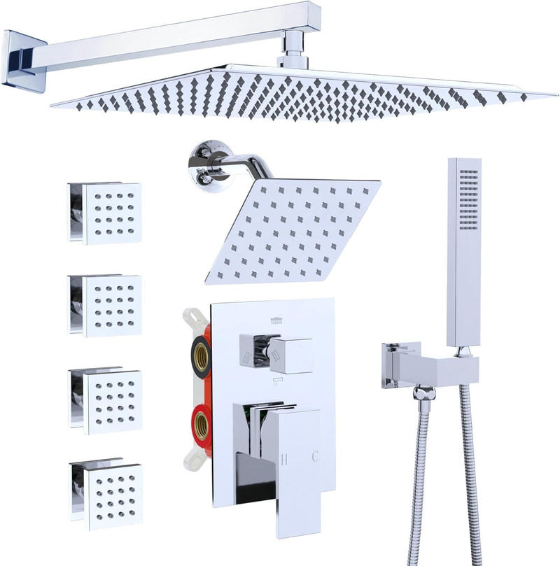Dual Shower Head System with Body Spray Jets