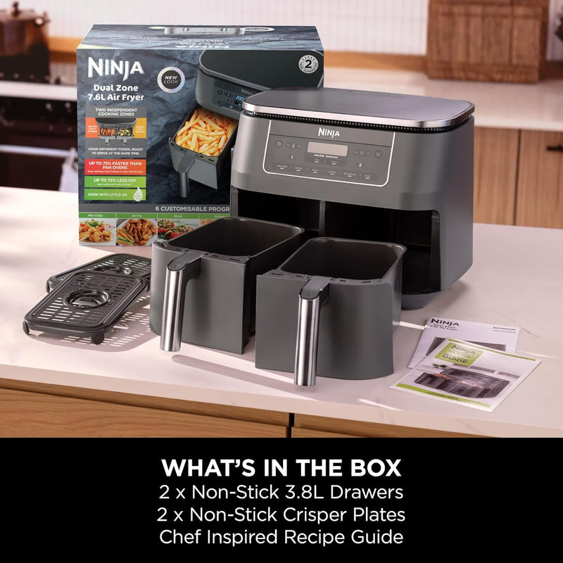 Dual Zone 6-In-1 7.6L Air Fryer 2 Drawers
