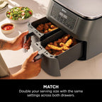 Dual Zone 6-In-1 7.6L Air Fryer 2 Drawers