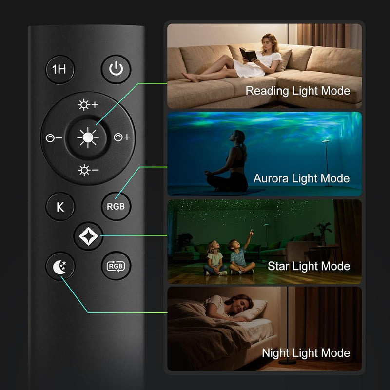 3-In-1 Floor Lamp with Galaxy Star RGB Aurora