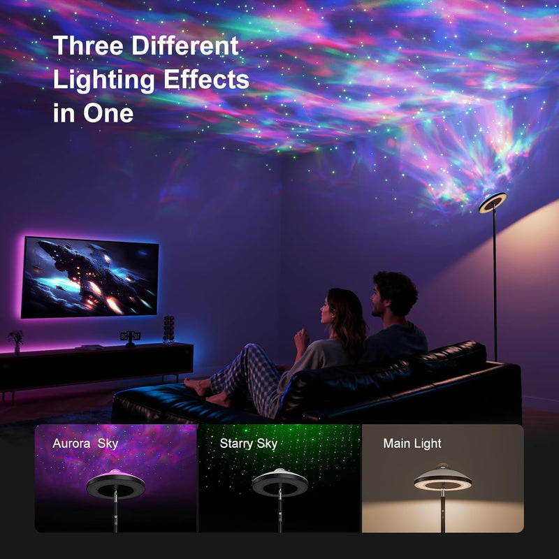 3-In-1 Floor Lamp with Galaxy Star RGB Aurora