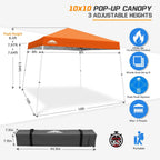 3m X Slant Leg Pop-Up Canopy Tent Instant