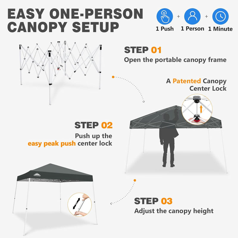 3m X Slant Leg Pop-Up Canopy Tent Instant