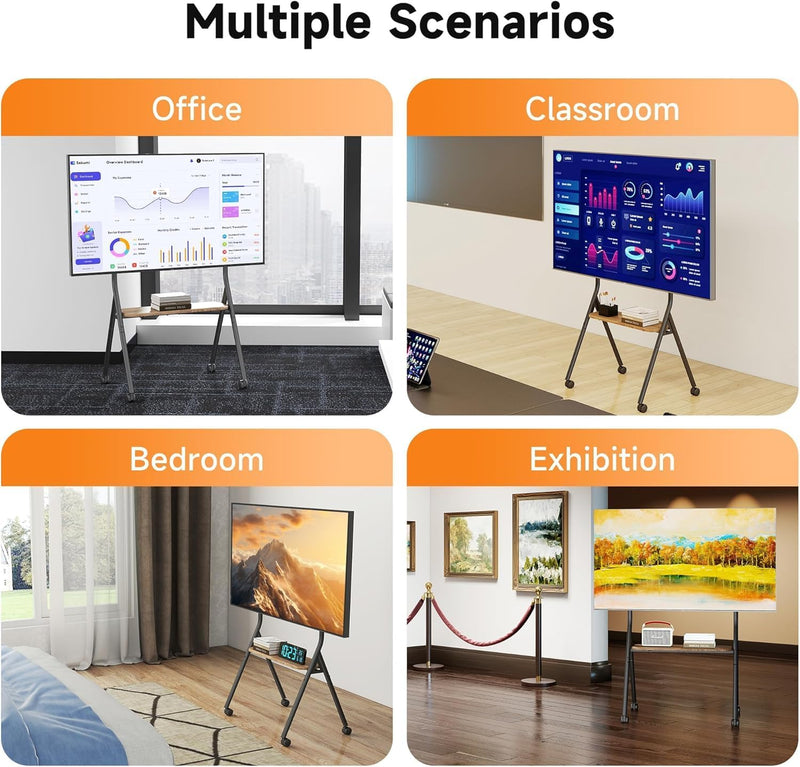 Easel Rolling TV Stand for 32-80 Inch Up