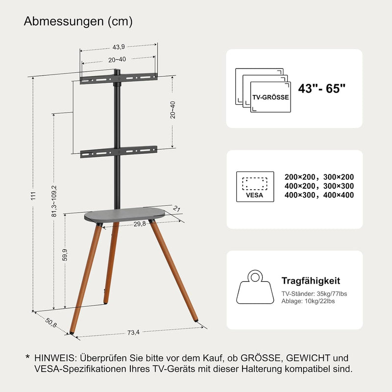 TV Easel for 43 to 65 Inch LCD