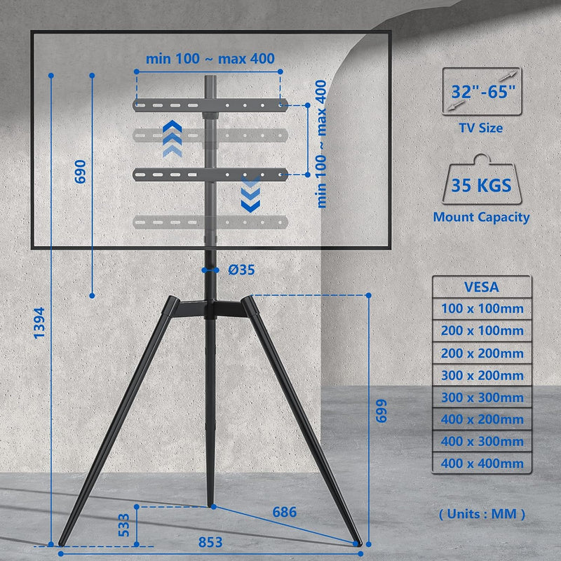 Easel TV Stand for 32-65 Inch LED LCD