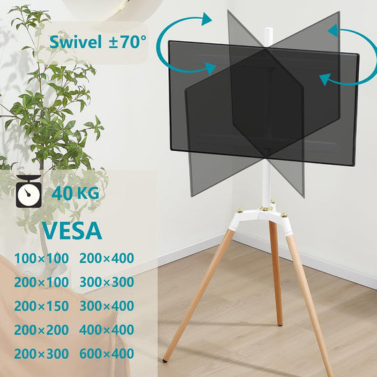 Easel TV Stand Tripod for 32-65" Swivel 40KG