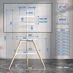 Easel TV Stand with 2 Shelves Swivel