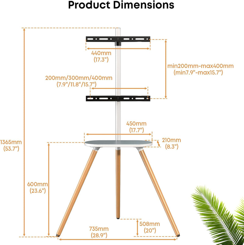 Easel TV Tripod Stand for 43-65 Inch LED