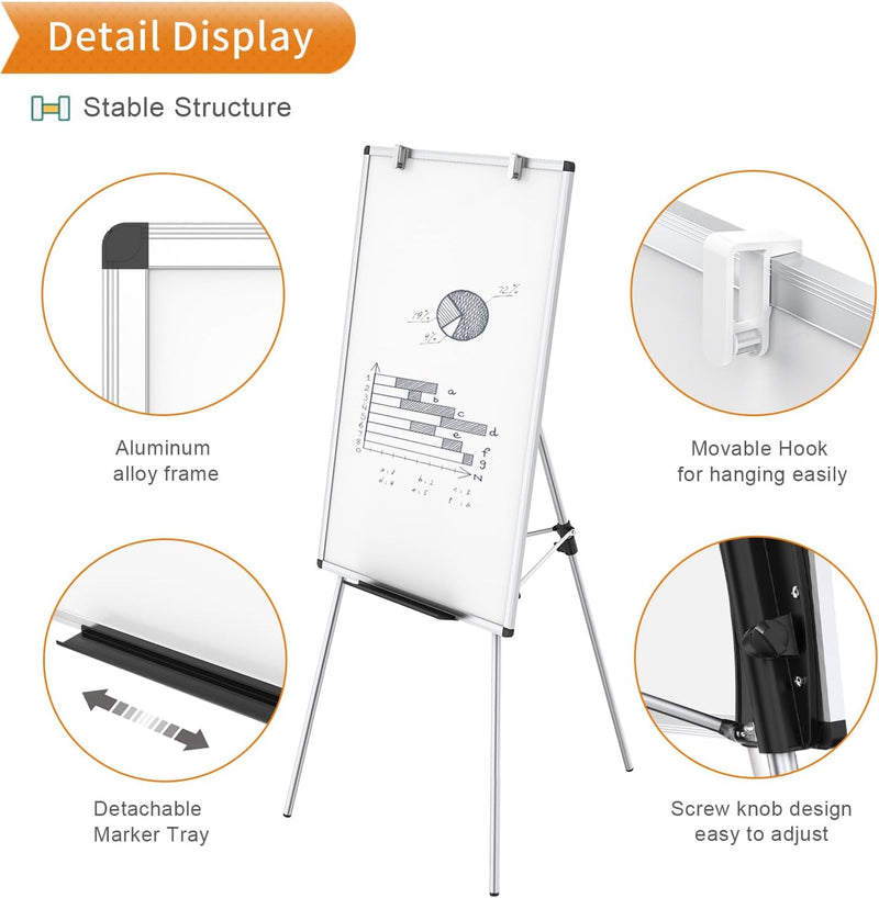 Flipchart Easel Whiteboard Magnetic Dry Wipe Board 90