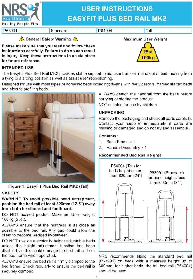 Easyfit Plus+ Bed Rail Handle Standard