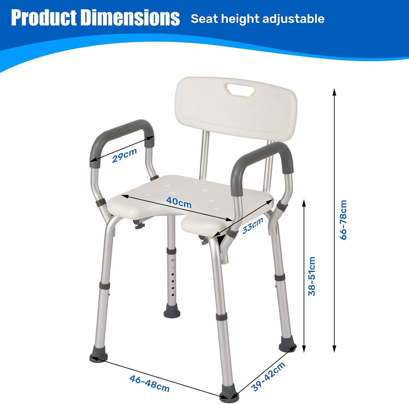 Shower Chair with Arms and Back Wide