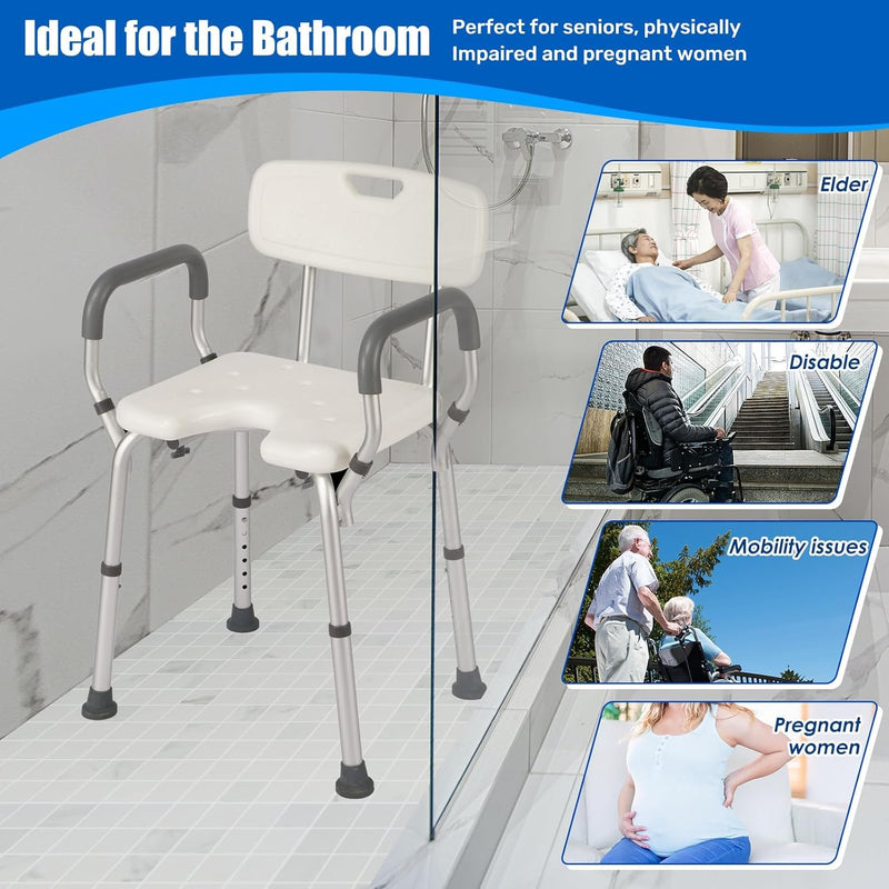 Shower Chair with Arms and Back Wide