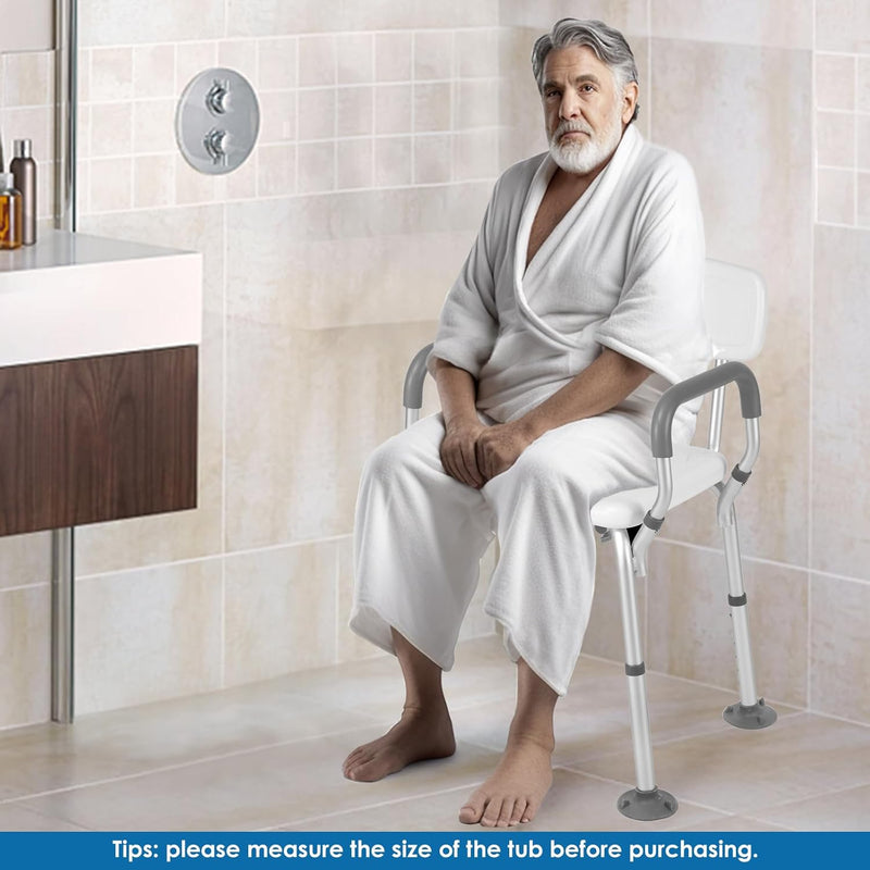 Shower Chair with Arms and Back Wide