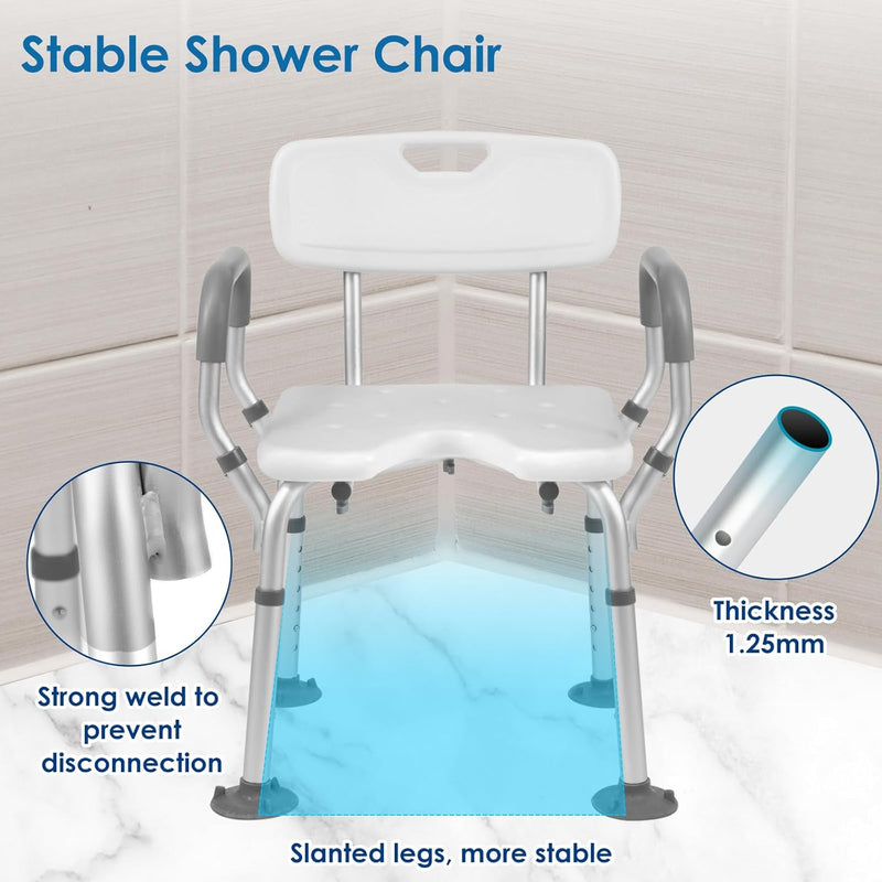 Shower Chair with Arms and Back Wide