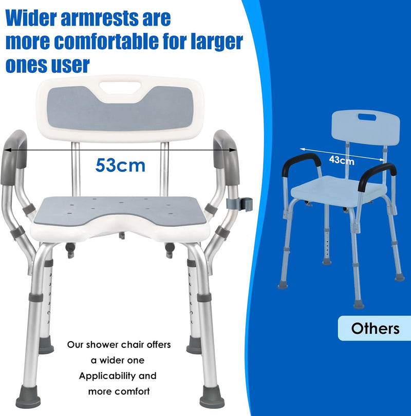 Shower Chair with Arms and Back Wide