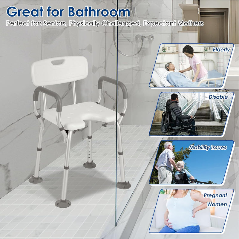 Shower Chair with Arms and Back Wide