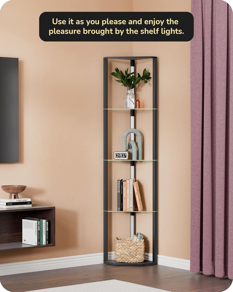 LED Floor Lamps with Shelves 4 Layers Wood