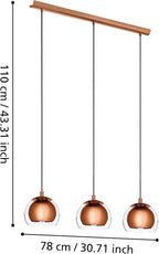 Eglo Ceiling Light Fitting Rocamar with 3 Lampshades