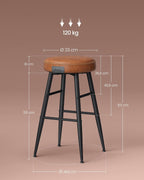 Echo Collection Bar Stool Kitchen Chair High Seat (Set of 2)